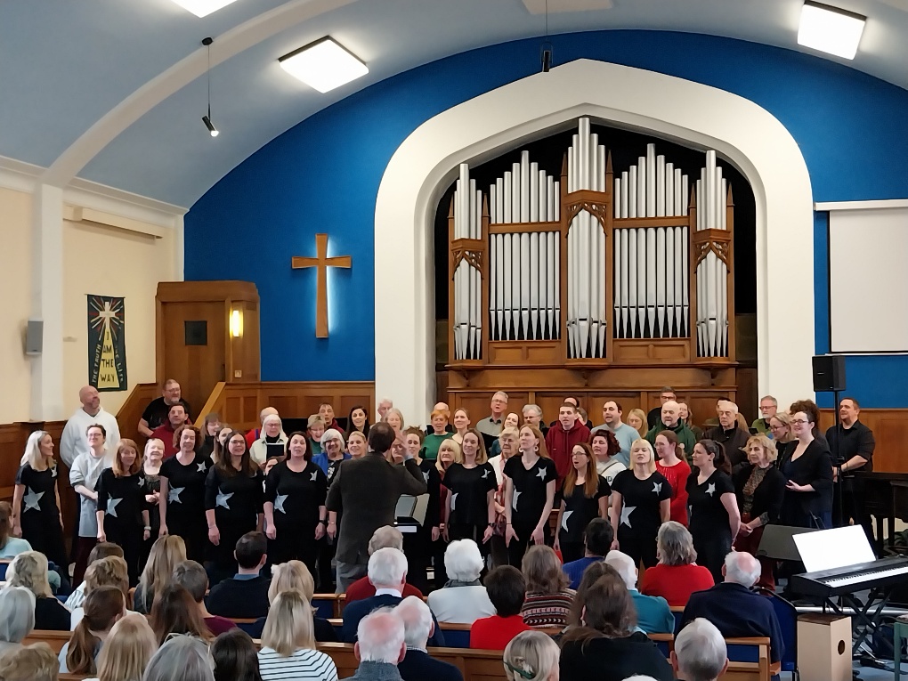 The Members of the Phoenix Choir joining with Tyne Valley Voices in March 2024